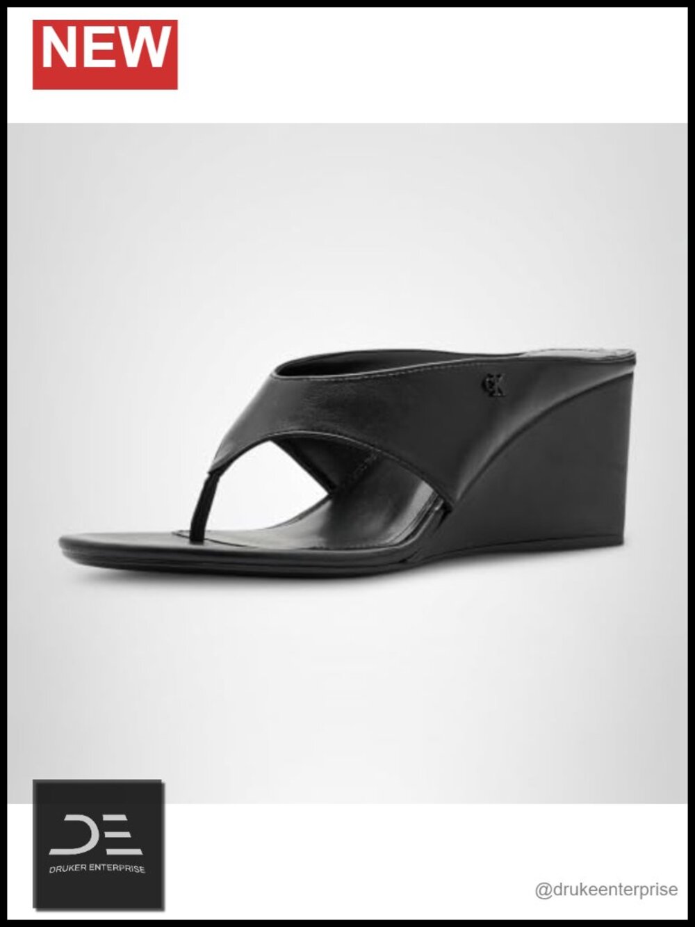 Faux Leather Slip-On Wedge Sandals Womens Round Toe